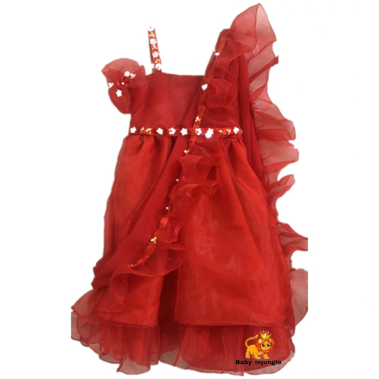 Hovea Girls Red Ruffle Party Dress – Layered Occasion & Festive Wear