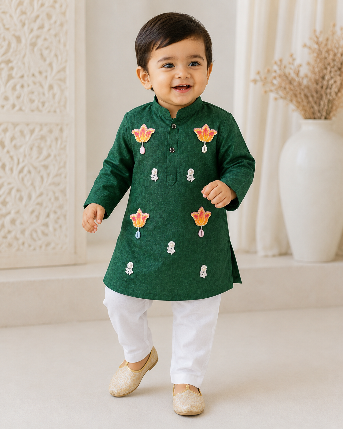 Hovea Maroon Cotton Ethnic wear kurta set for Boys