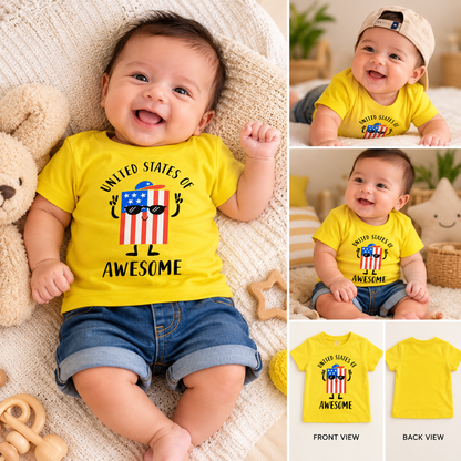 Hovea newborn baby boy wearing yellow printed T-shirt