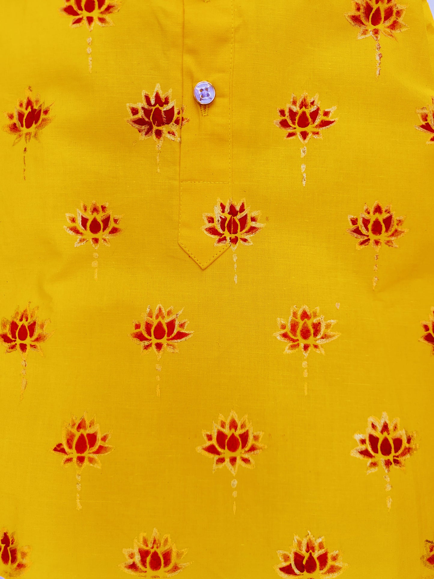 babyNjungle -Infant-Toddler-100% cotton Hand Printed ethnic Wear dhoti kurta set for Boys