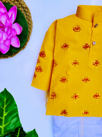 babyNjungle -Infant-Toddler-100% cotton Hand Printed ethnic Wear dhoti kurta set for Boys