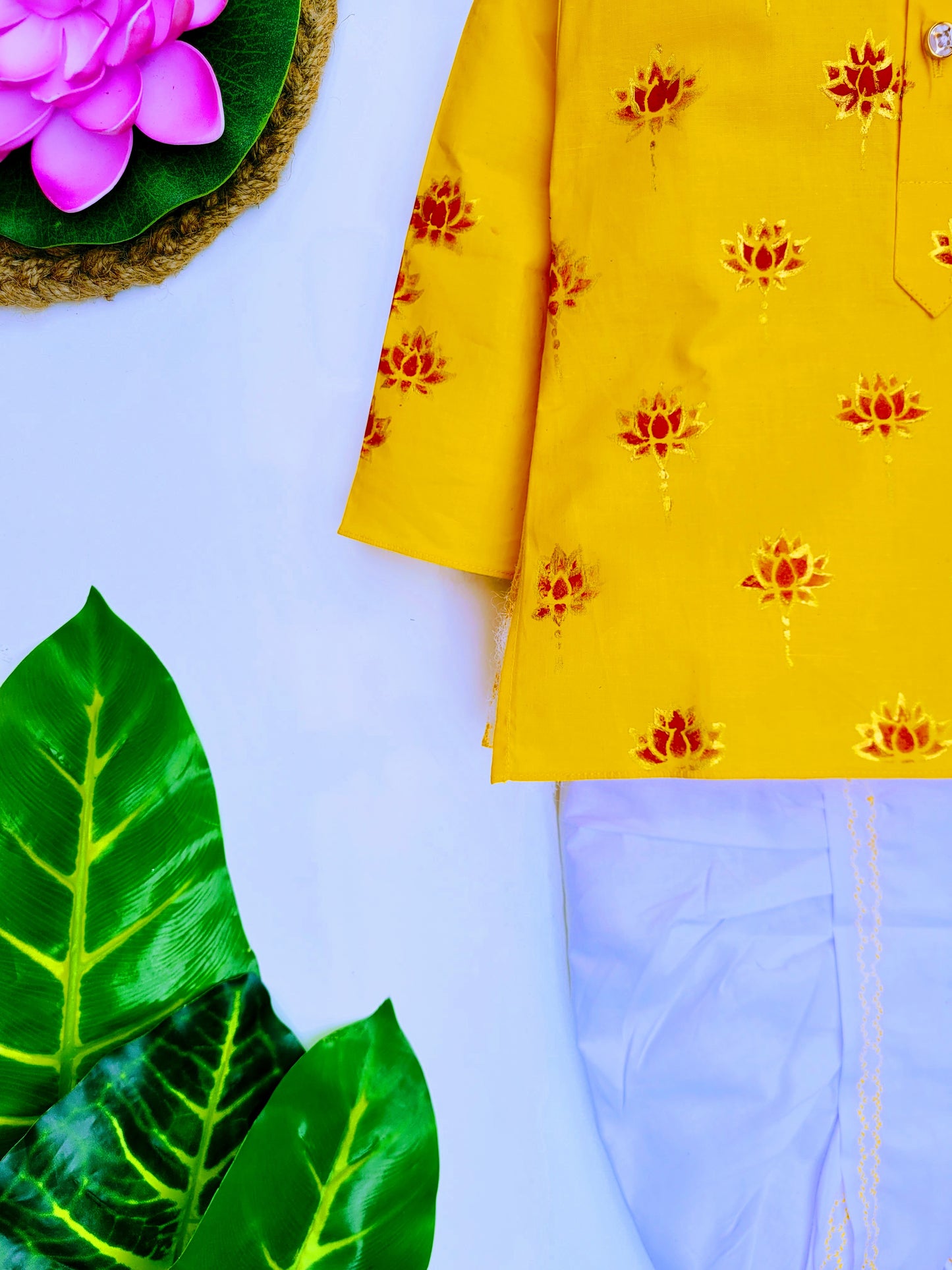 babyNjungle -Infant-Toddler-100% cotton Hand Printed ethnic Wear dhoti kurta set for Boys