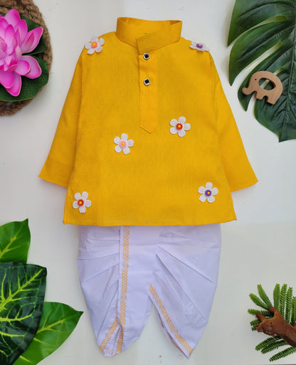 Happyjunglee Yellow Cotton Kurta Pajama Set  | Festive Ethnic Wear for NewBorn Toddler 0 to 15 Years Boys