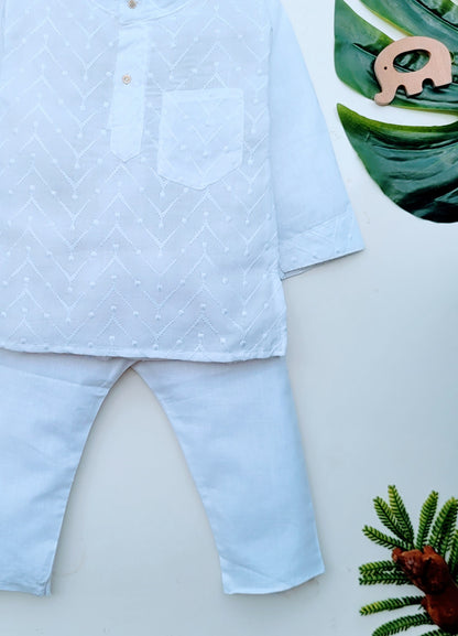 babyNjungle 100% Cotton Ethnic wear Chickenkari kurta Set for Boys