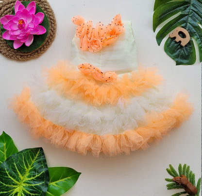babyNjungle Partywear frills Multicolour Net frock for girls