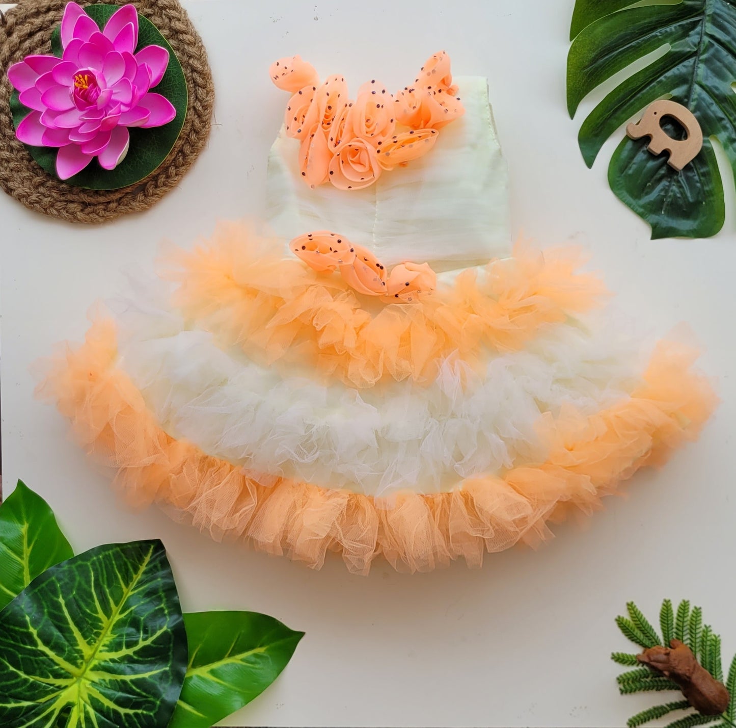 babyNjungle Partywear frills Multicolour Net frock for girls