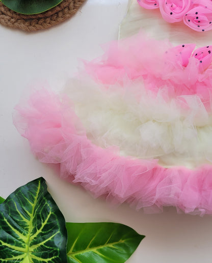 babyNjungle Partywear frills Multicolour Net frock for girls