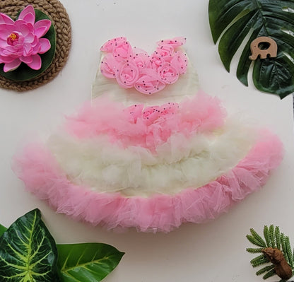 babyNjungle Partywear frills Multicolour Net frock for girls