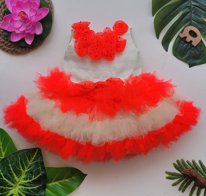 babyNjungle Partywear frills Multicolour Net frock for girls