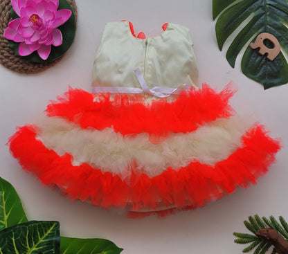 babyNjungle Partywear frills Multicolour Net frock for girls