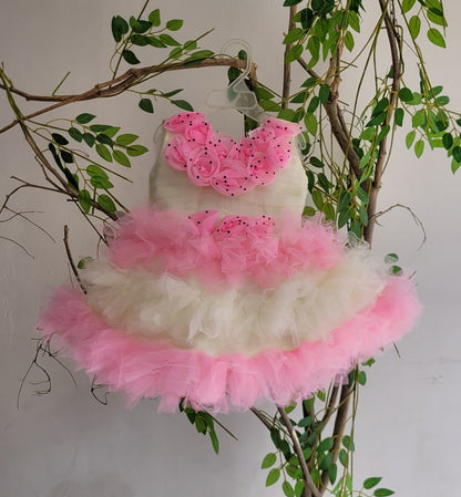 babyNjungle Partywear frills Multicolour Net frock for girls