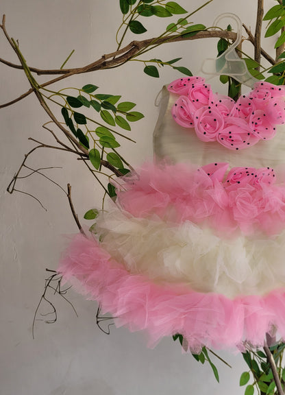 babyNjungle Partywear frills Multicolour Net frock for girls