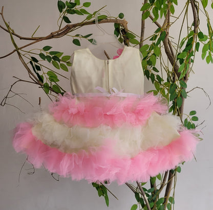 babyNjungle Partywear frills Multicolour Net frock for girls