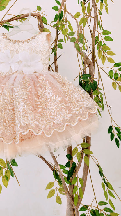 babynjungle- Partywear Sequence Golden 1st Birthday Frock for Girls