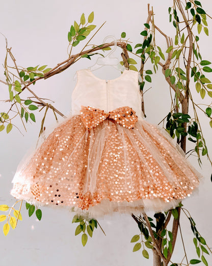 babynjungle- Partywear Sequence Golden 1st Birthday Frock for Girls