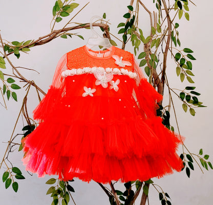 Babynjungle Kids Butterfly Embellished  Frills Frock