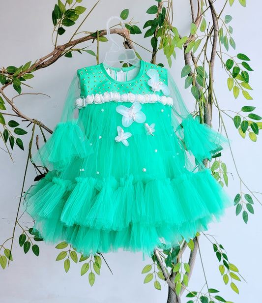 Babynjungle Kids Butterfly Embellished  Frills Frock