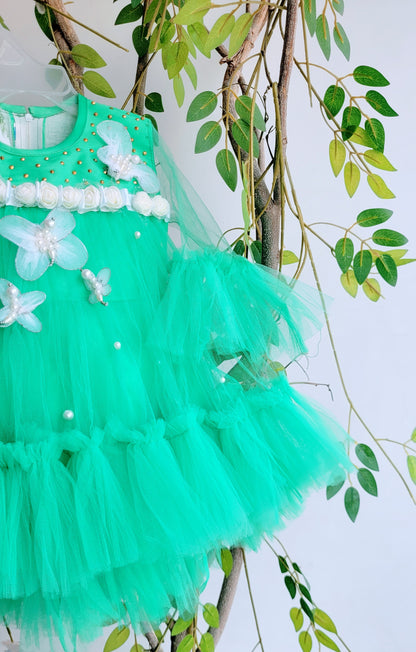 Babynjungle Kids Butterfly Embellished  Frills Frock