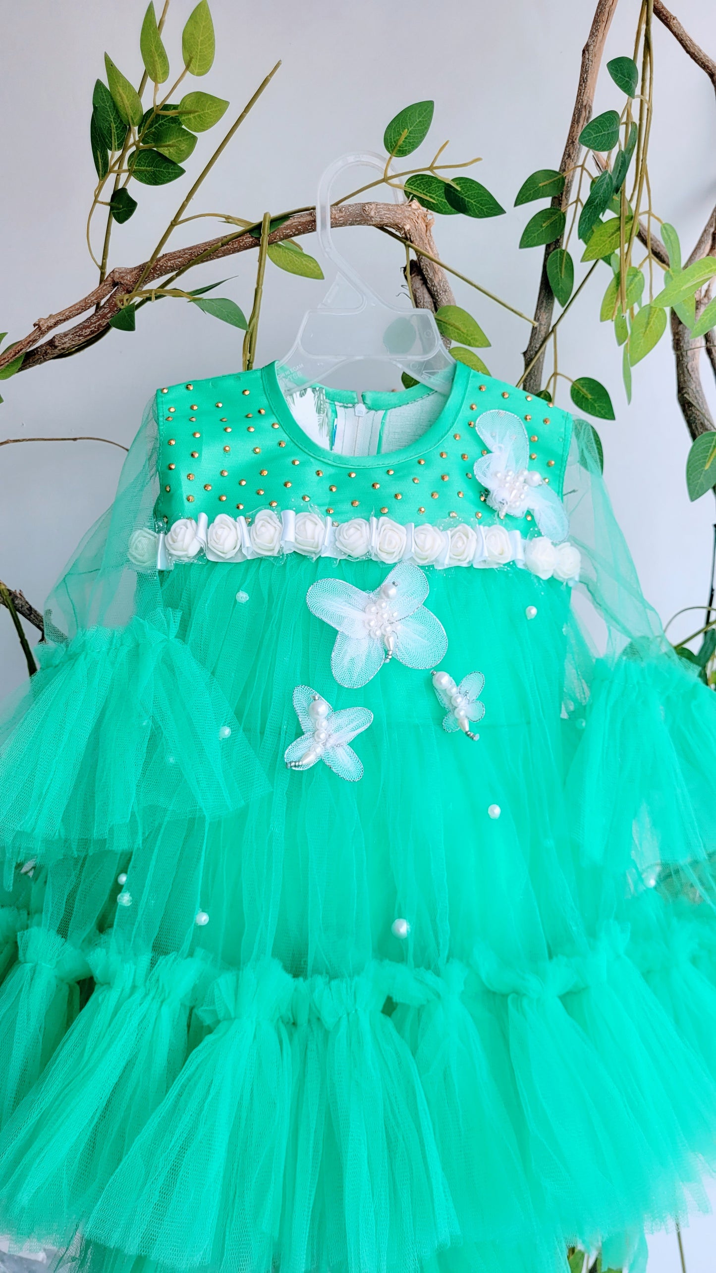 Babynjungle Kids Butterfly Embellished  Frills Frock