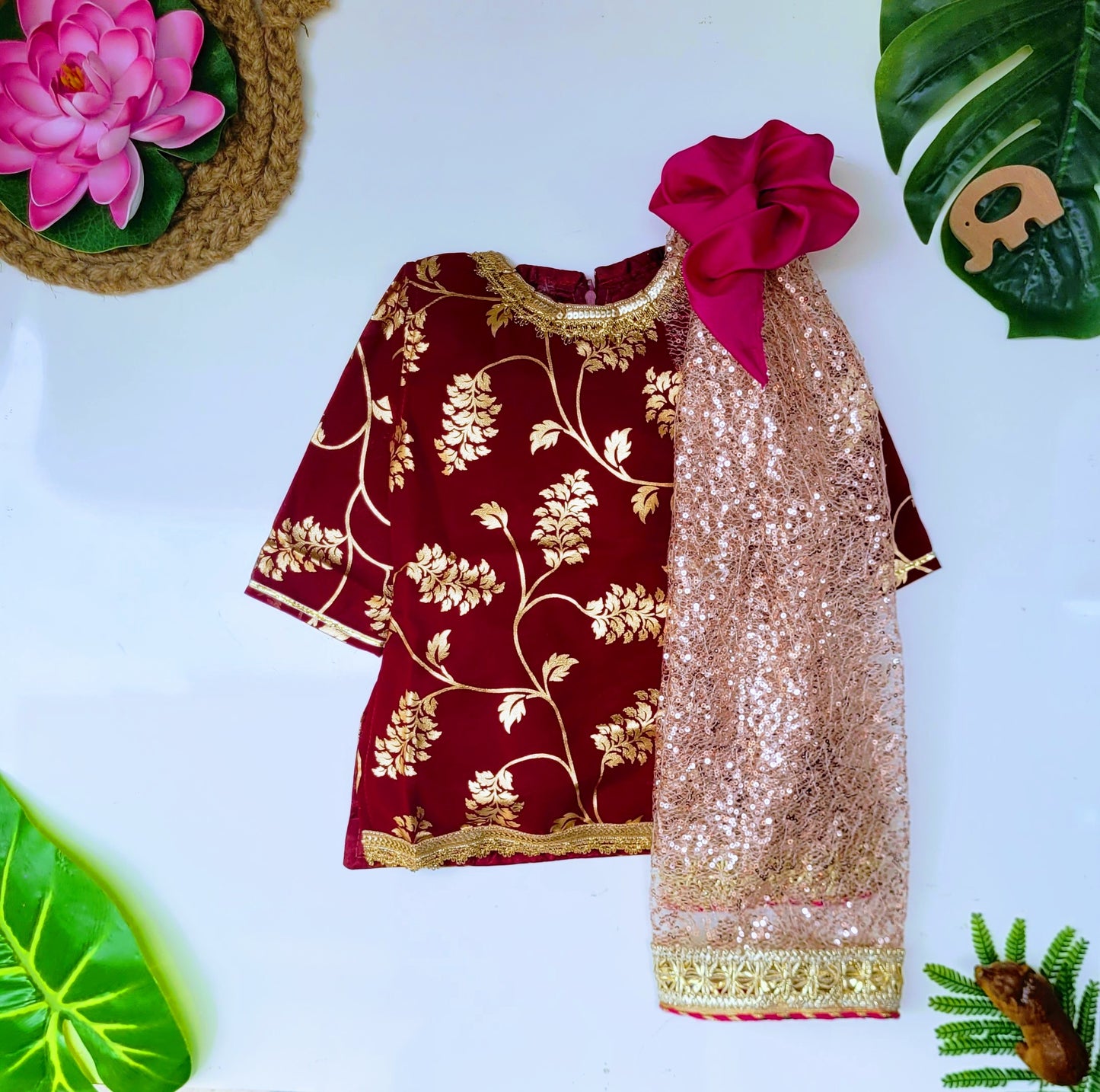 babynjungle -Mehroon georgette Kids sharara kurta Ethnic Set for Girls