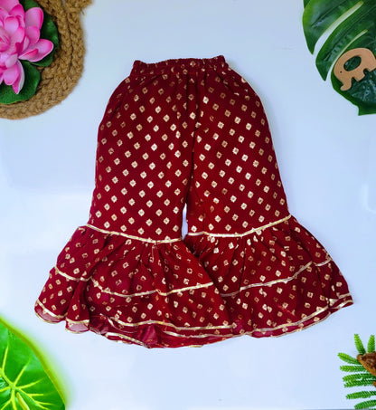 Babynjungle georgette  partywear sharara kurta set for girls
