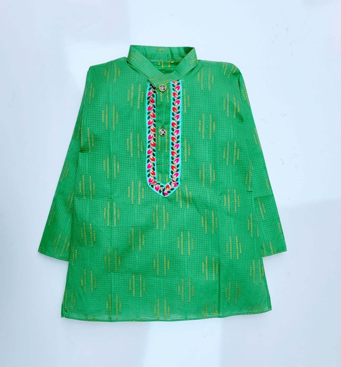Babynjungle kids Green Cotton dhoti kurta Set for Boys