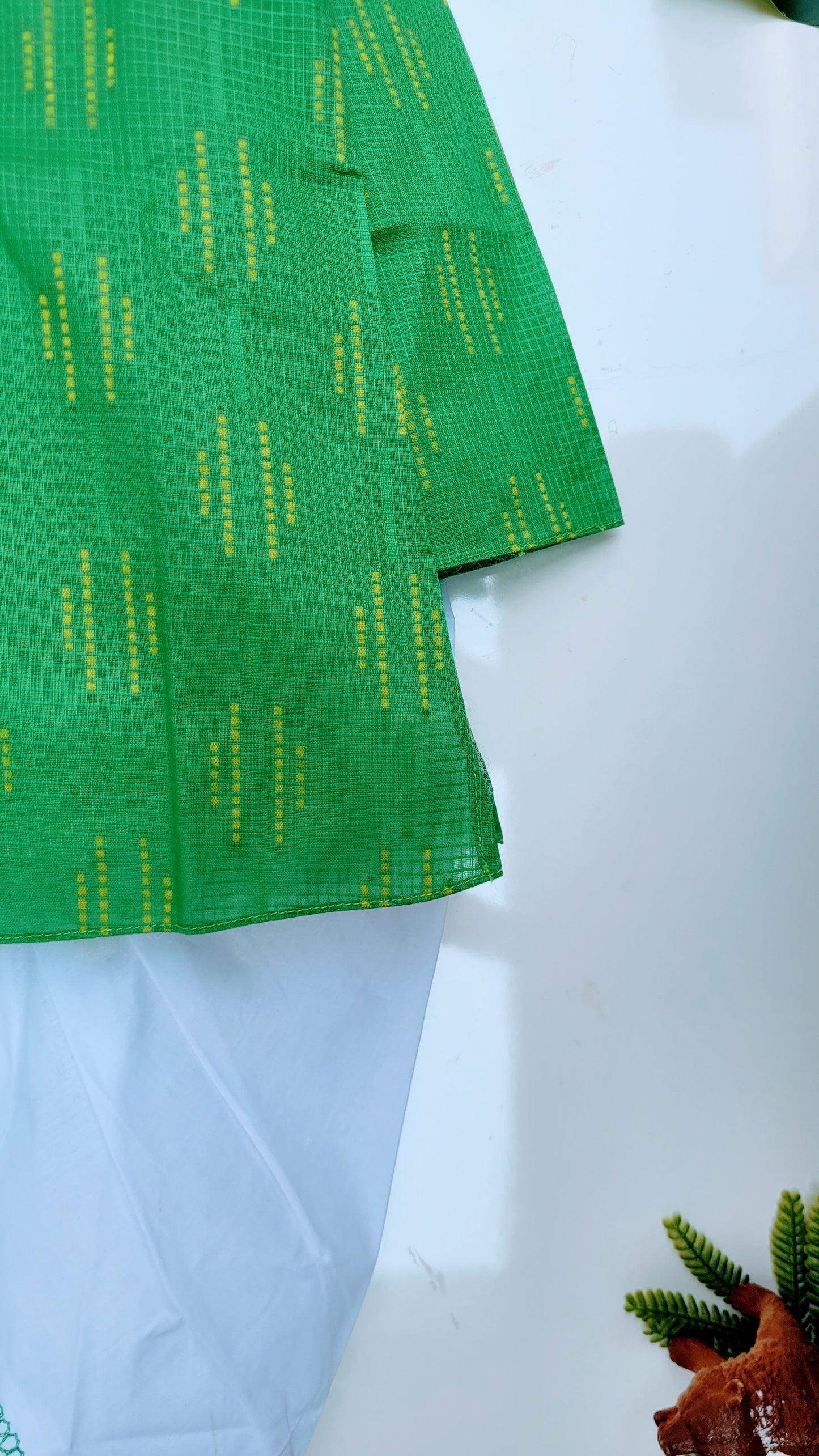 Babynjungle kids Green Cotton dhoti kurta Set for Boys