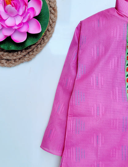 Babynjungle Kids ethnic Cotton pink dhoti kurta set for Boys