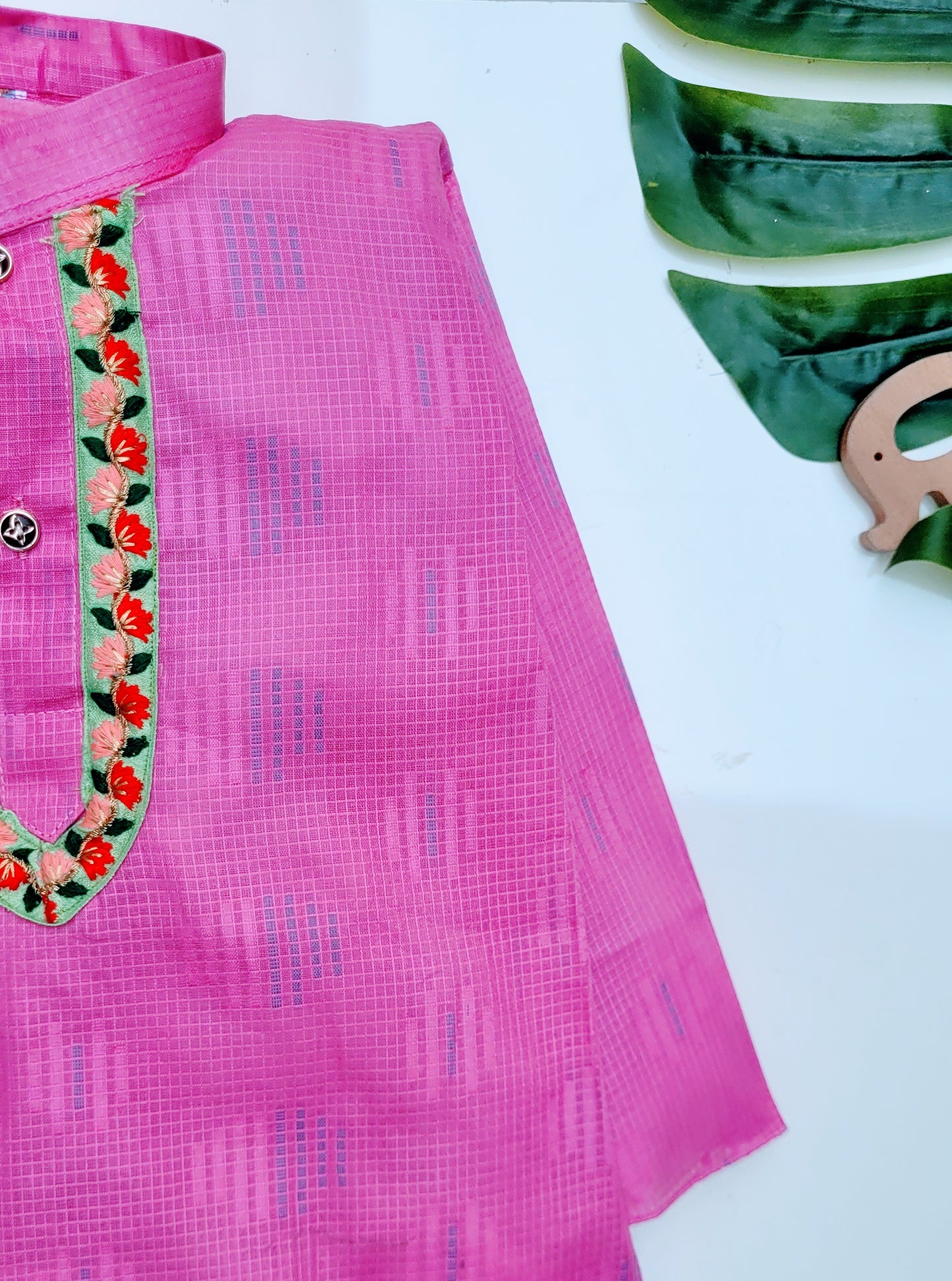 Babynjungle Kids ethnic Cotton pink dhoti kurta set for Boys