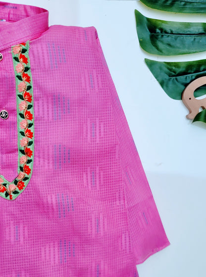 Babynjungle Kids ethnic Cotton pink dhoti kurta set for Boys