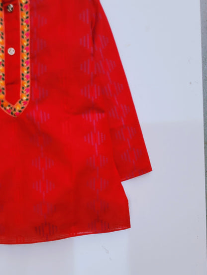 Babynjungle Kids Maroon cotton printed dhoti kurta Set for Boys