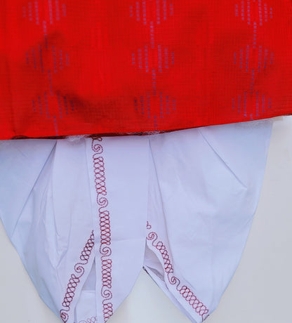 Babynjungle Kids Maroon cotton printed dhoti kurta Set for Boys