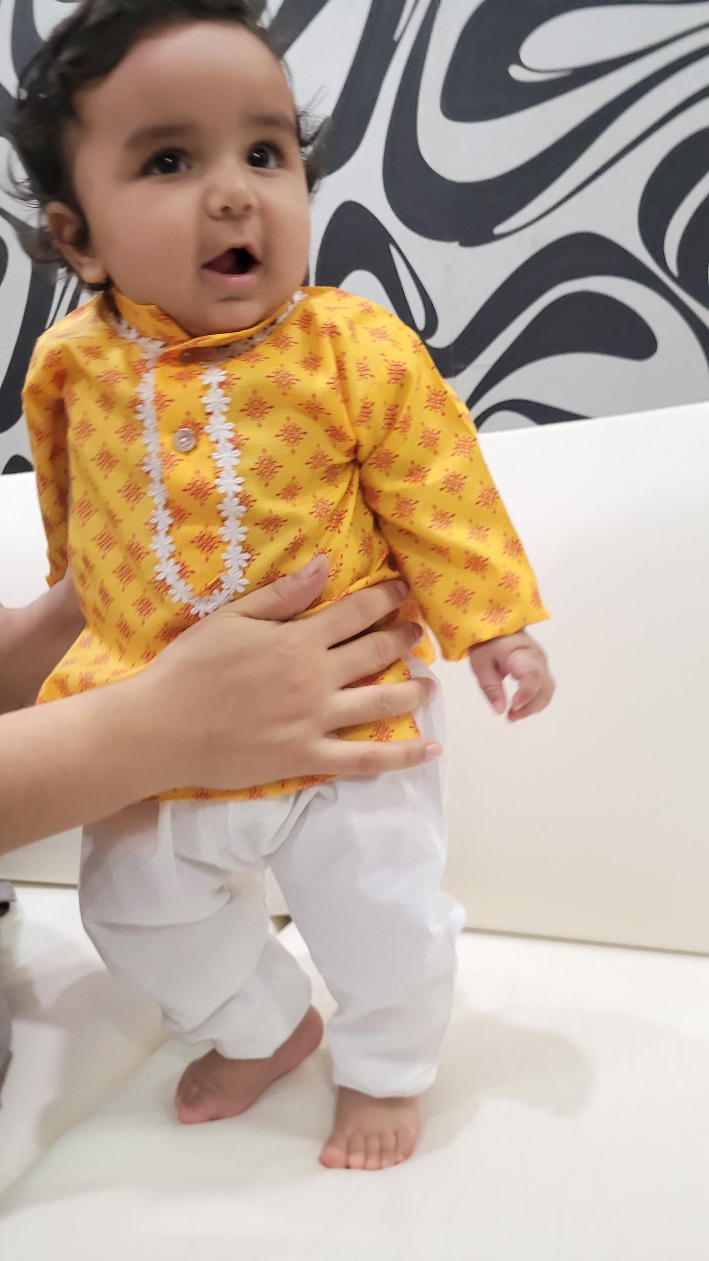 yellow baby  ethnic boy kurta set