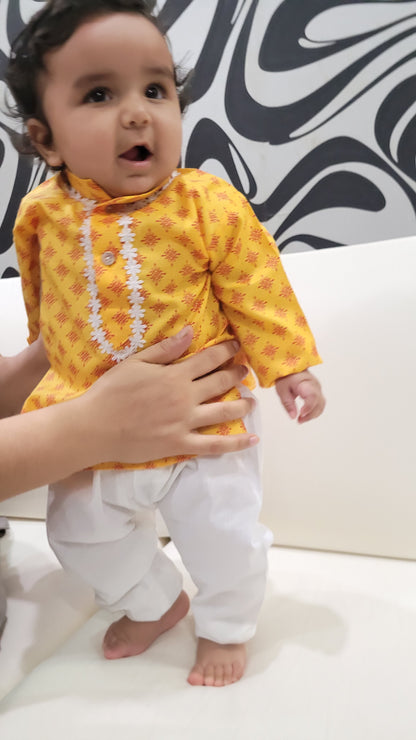 yellow baby  ethnic boy kurta set