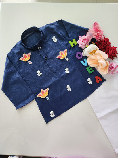 Hovea Maroon Cotton Ethnic wear kurta set for Boys