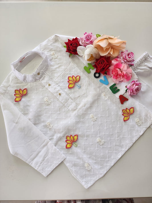 Hovea Cotton lakhnavi Hand Painted lotus kurta set