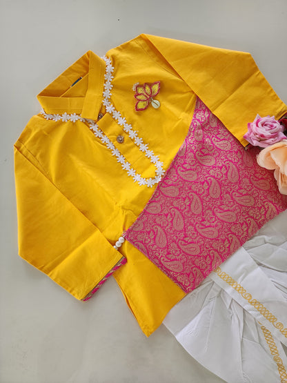 Hovea Cotton Yellow Kurta Ethnic wear for Boys