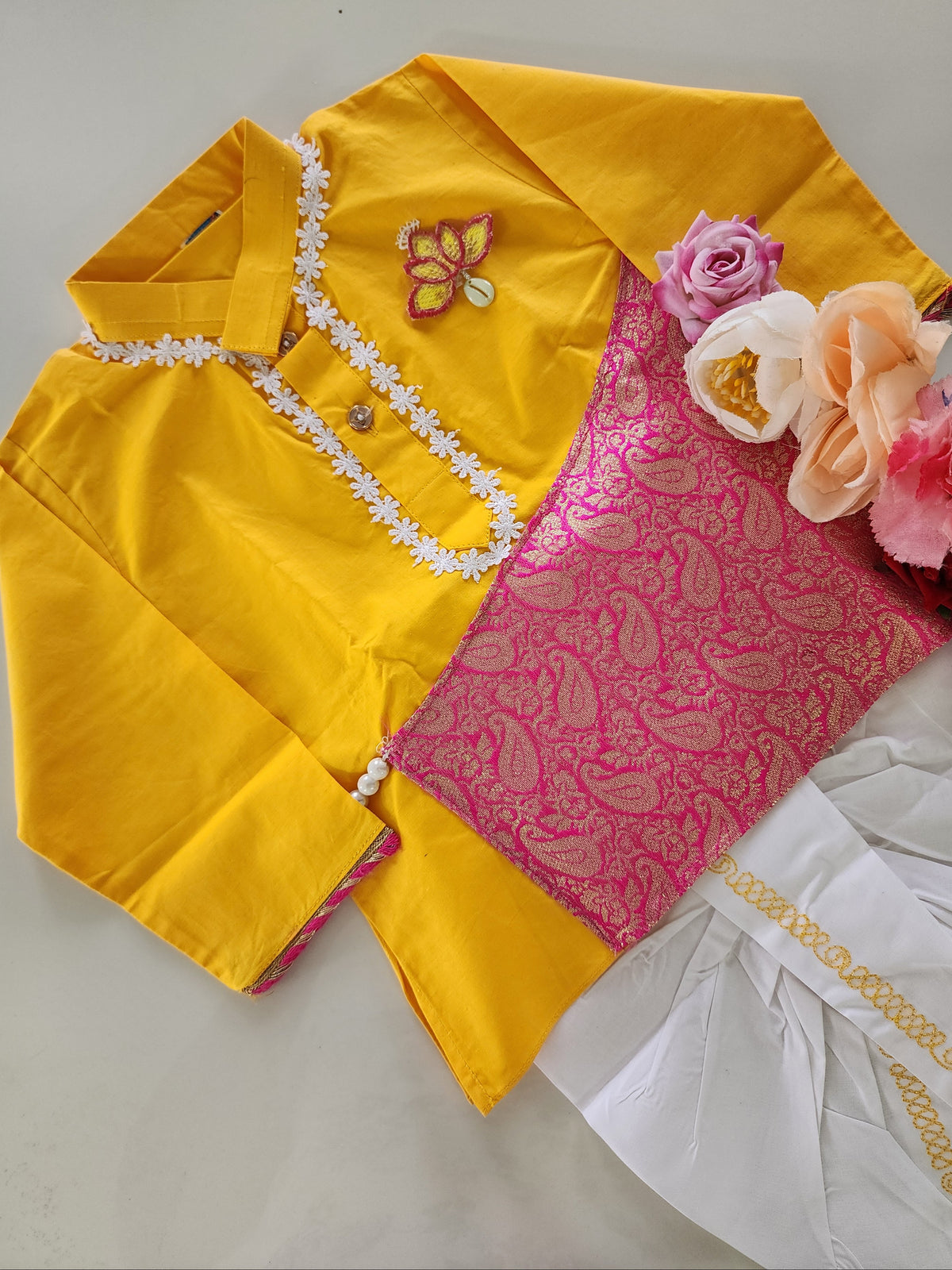 Hovea Cotton Yellow Kurta Ethnic wear for Boys