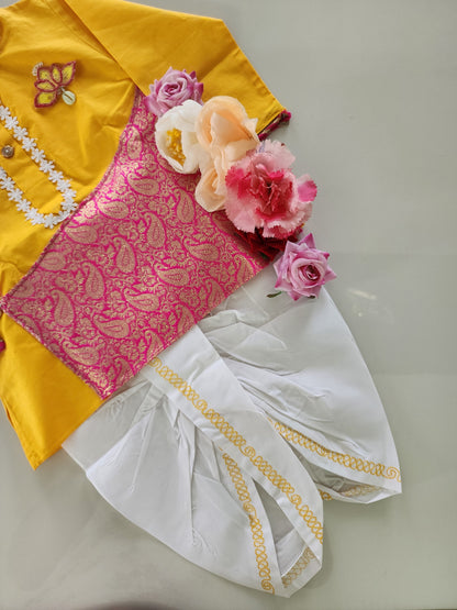 Hovea Cotton Yellow Kurta Ethnic wear for Boys