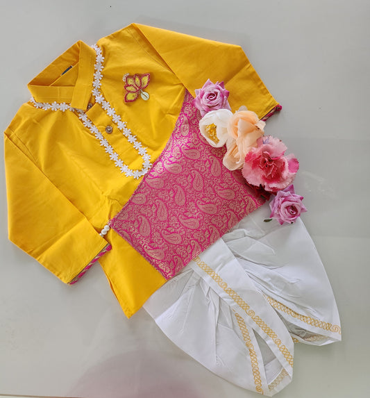 Hovea Cotton Yellow Kurta Ethnic wear for Boys