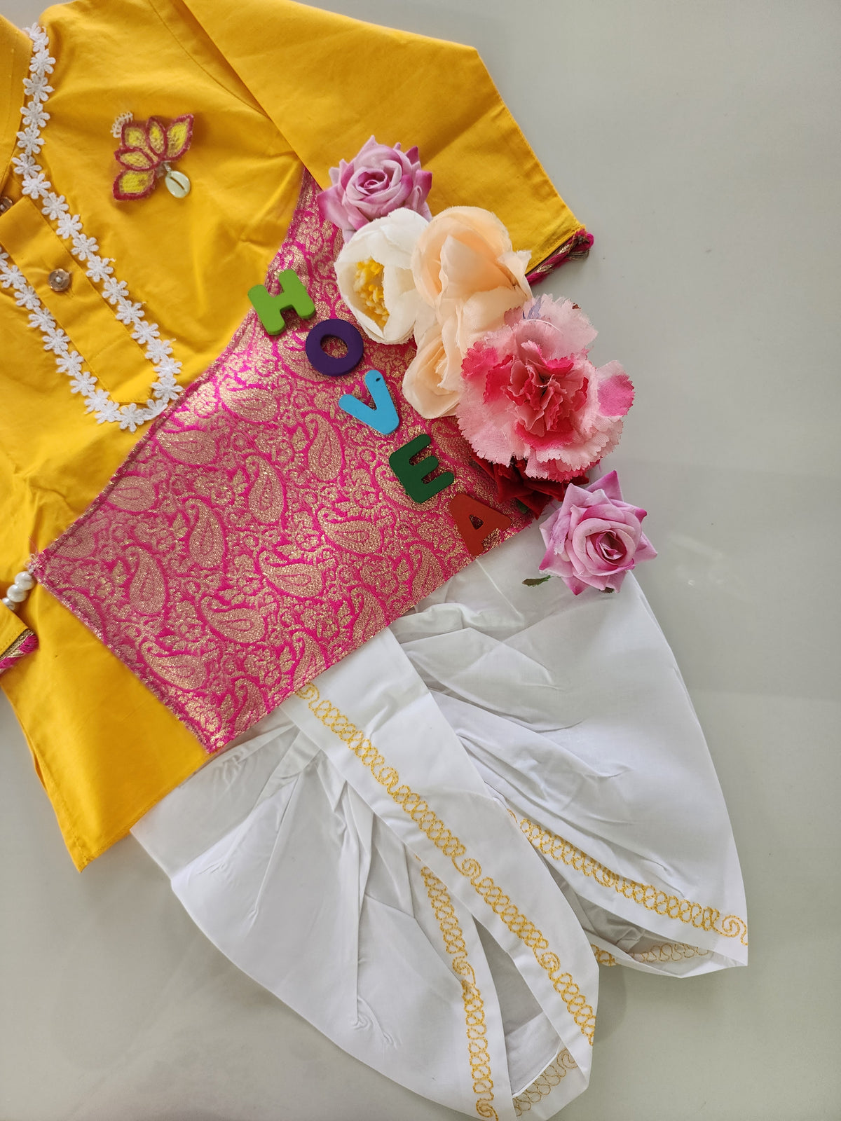 Hovea Cotton Yellow Kurta Ethnic wear for Boys