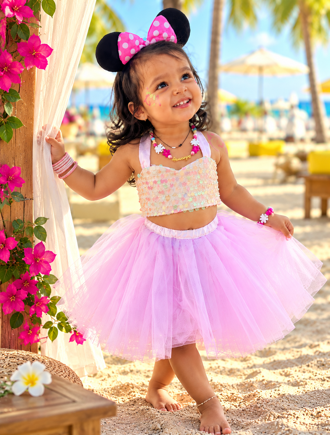 Girls Pastel Sequin Tutu Skirt Top Set | Sparkle Partywear Outfit – Hovea