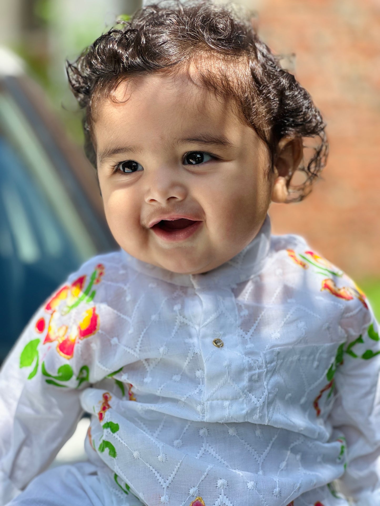 Happyjunglee Hand Painted Cotton Chickenkari Kurta Set for Boys (0–10 Yrs)