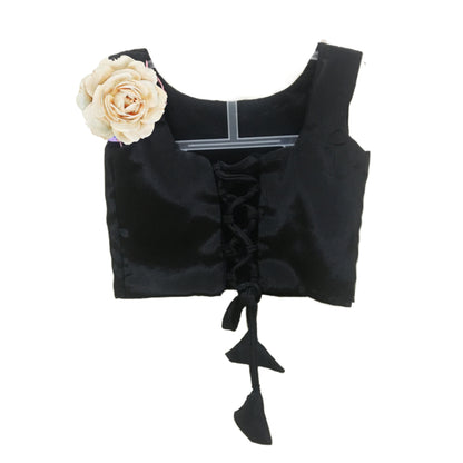 Babynjungle Sleeveless Black Embroidered Brocade Choli With Silk Lehengha choli Set for Girls