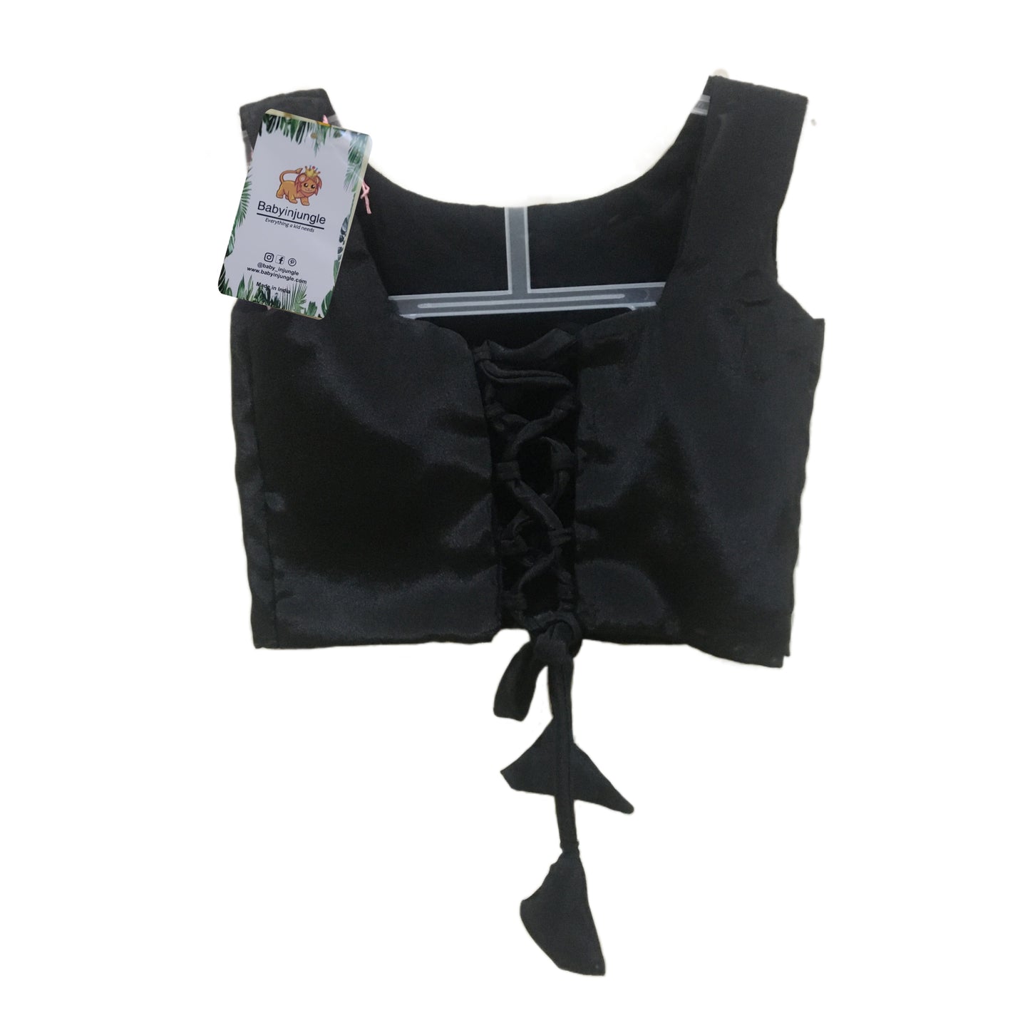 Babynjungle Sleeveless Black Embroidered Brocade Choli With Silk Lehengha choli Set for Girls