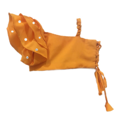 Babynjungle Ethnic Partywear 100% Cotton orange Lehengha Top set for girls