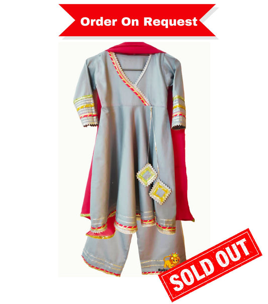 Babynjungle Girls Ethnic Gota Patti Embellishment Angrakha Kurta Palazzo Set for Girls