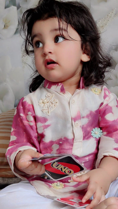 Happyjunglee Sibling Matching Rakhi Outfit – Tie and Dye Cotton Festive Kurta Set for Kids
