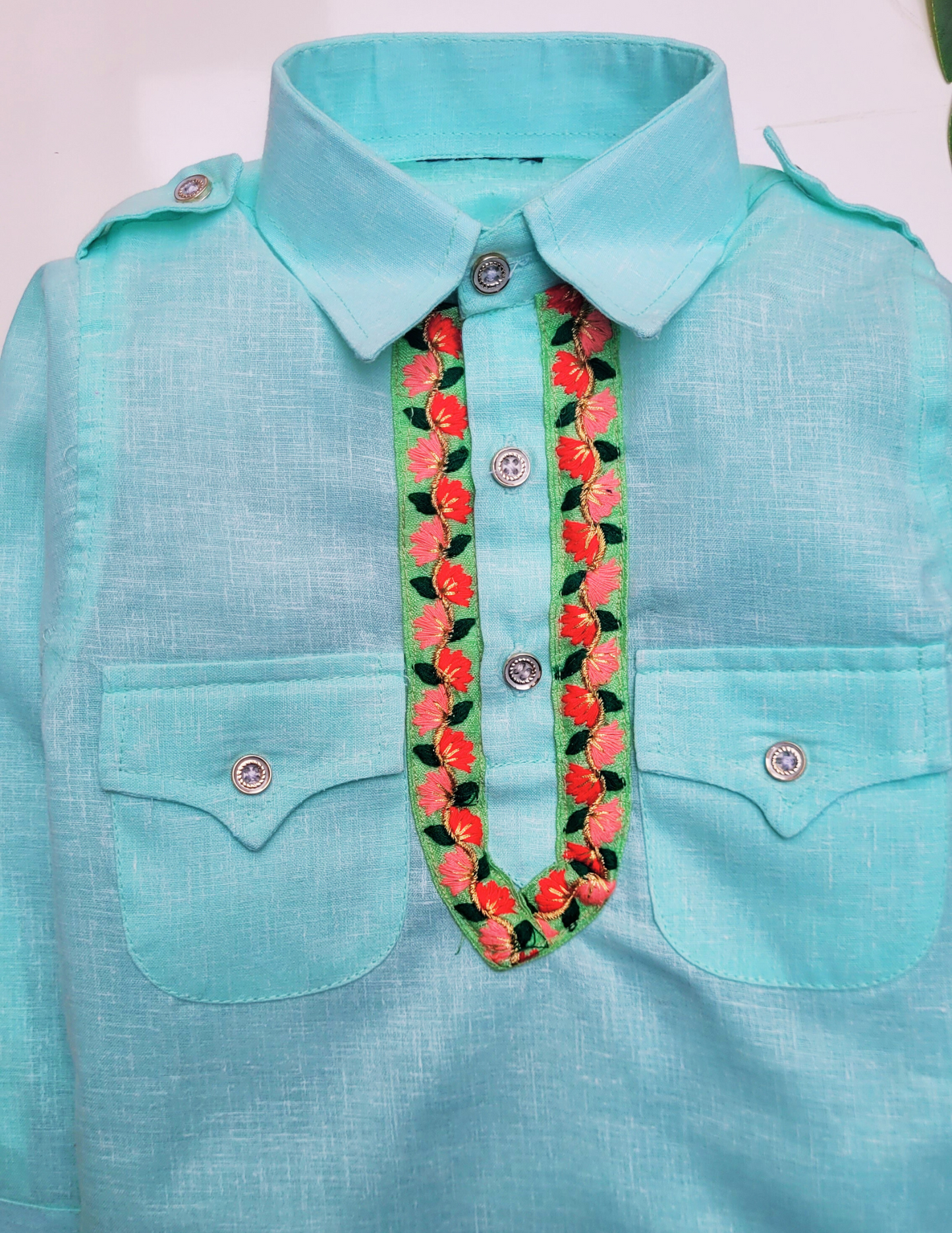 Babynjungle 100% Cotton Kids Ethnic Wear Pathani kurta set for Boys