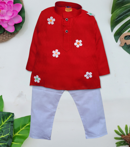 Boys  Red Cotton Kurta Pyjama Set for newborn ,infant ,toddler 0 to 15 years old Boys